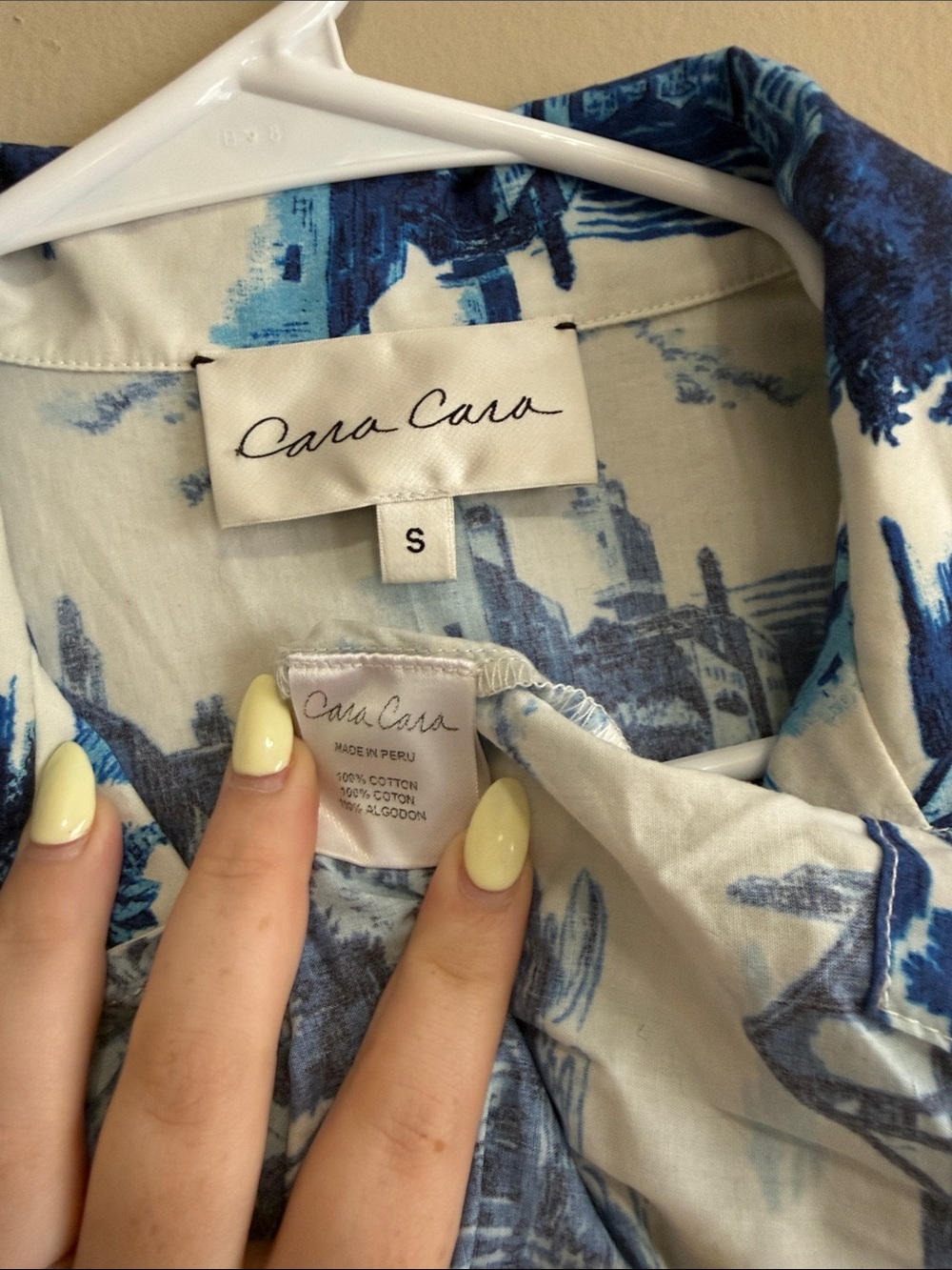 Cara Cara Blue and White Scenic Cotton Button-Up - Picture 2 of 2
